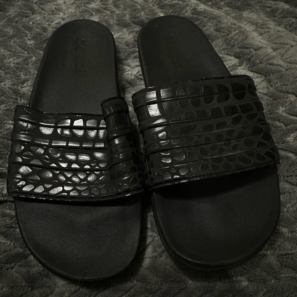 Adidas, subtle animal print slides